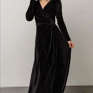 Jada ribbed velvet wrap dress